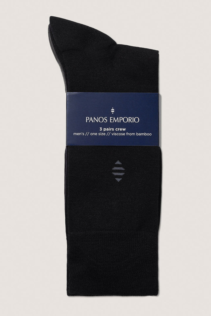 3PK Daniel Bamboo Crew  Black/Bungee Cord/Navy