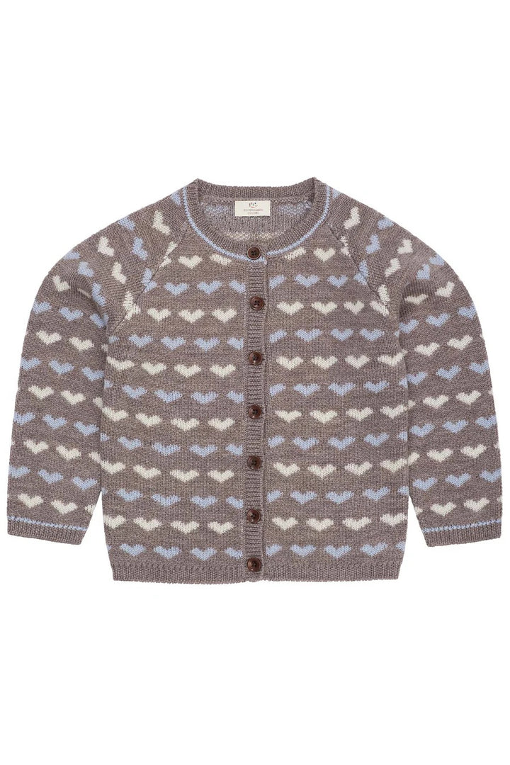 MERINO HEART CARDIGAN  Dust Blue