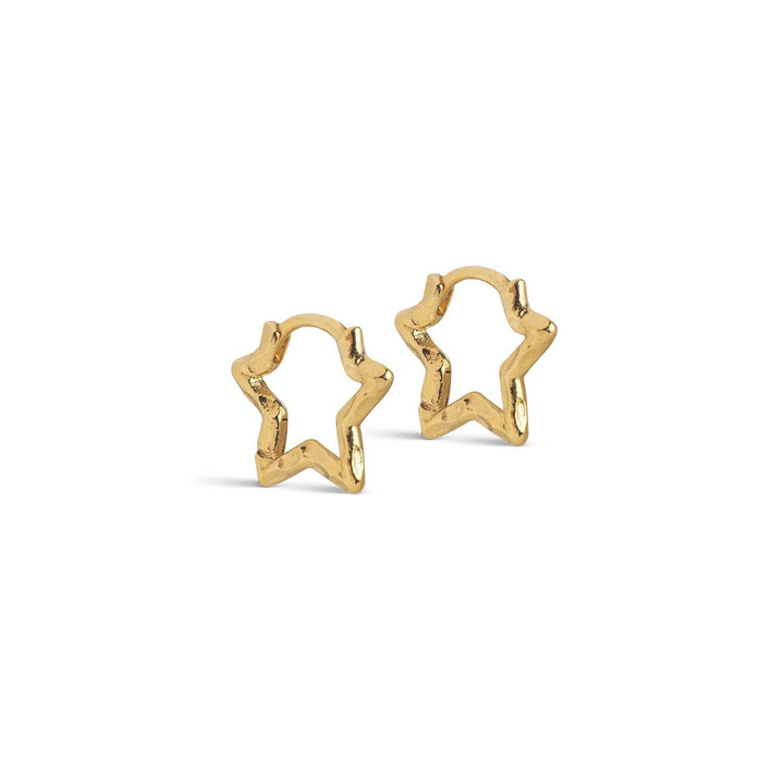 Hoops, Organic Star Small  Gold Plated