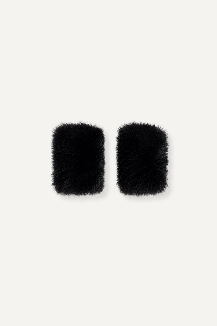 Diana Faux Fur Wrist Cuffs  Black