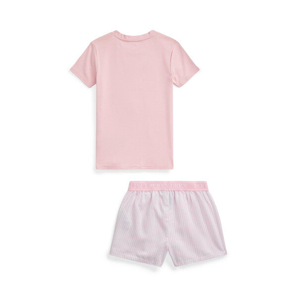 PRINTED TEE/SHORT SLEEP SET  White / Carmel Pink