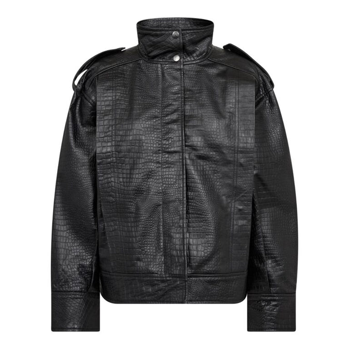 CrocoCC Leather Bomber  Black