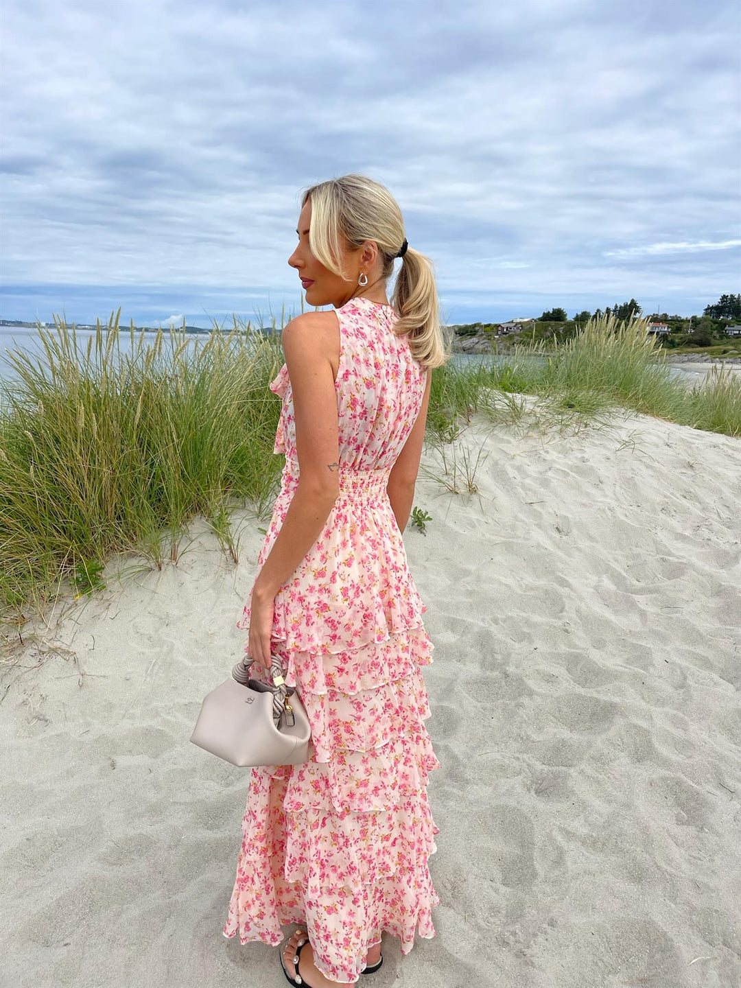 Marli Flower Chiffon Dress  Rose
