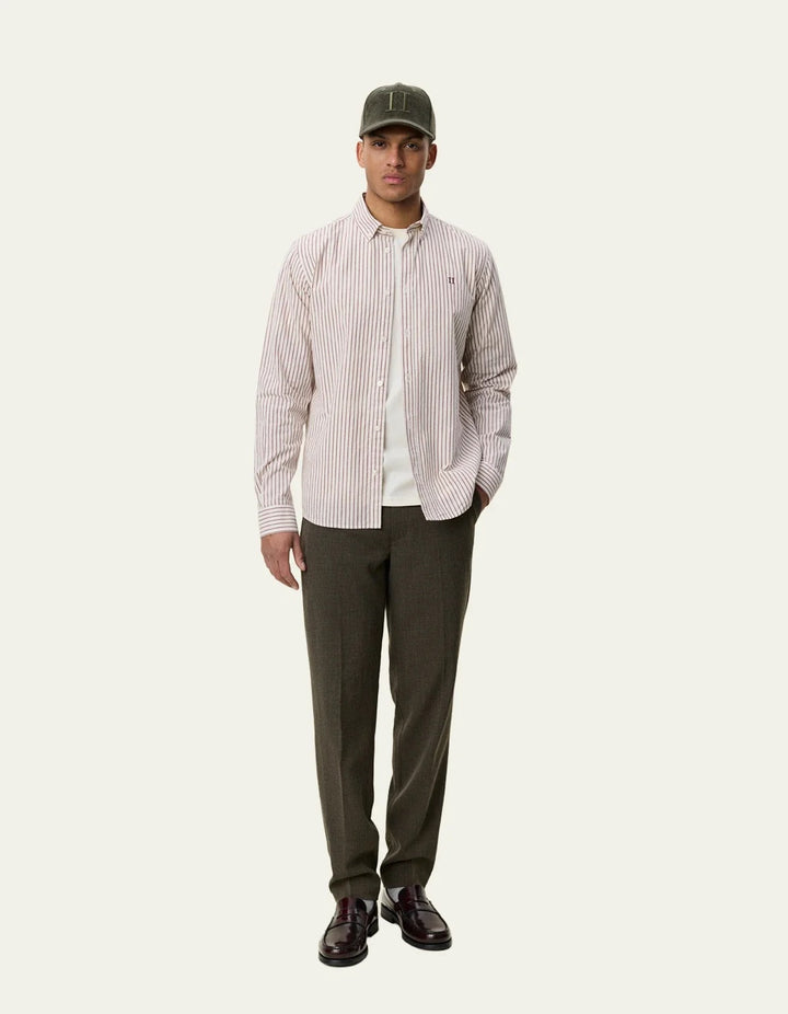 Light Oxford Striped Shirt  Chocolate Truffle Red