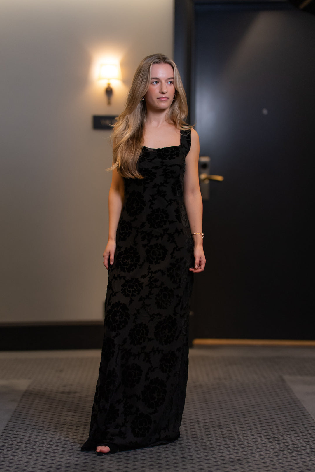 Velvet Strap Dress  Black