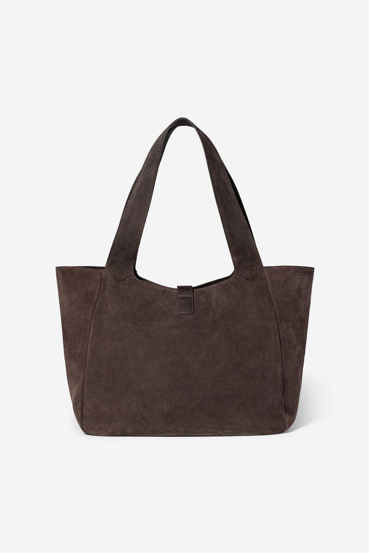 Lucille Tote Bag Large  Dark Brown Suede