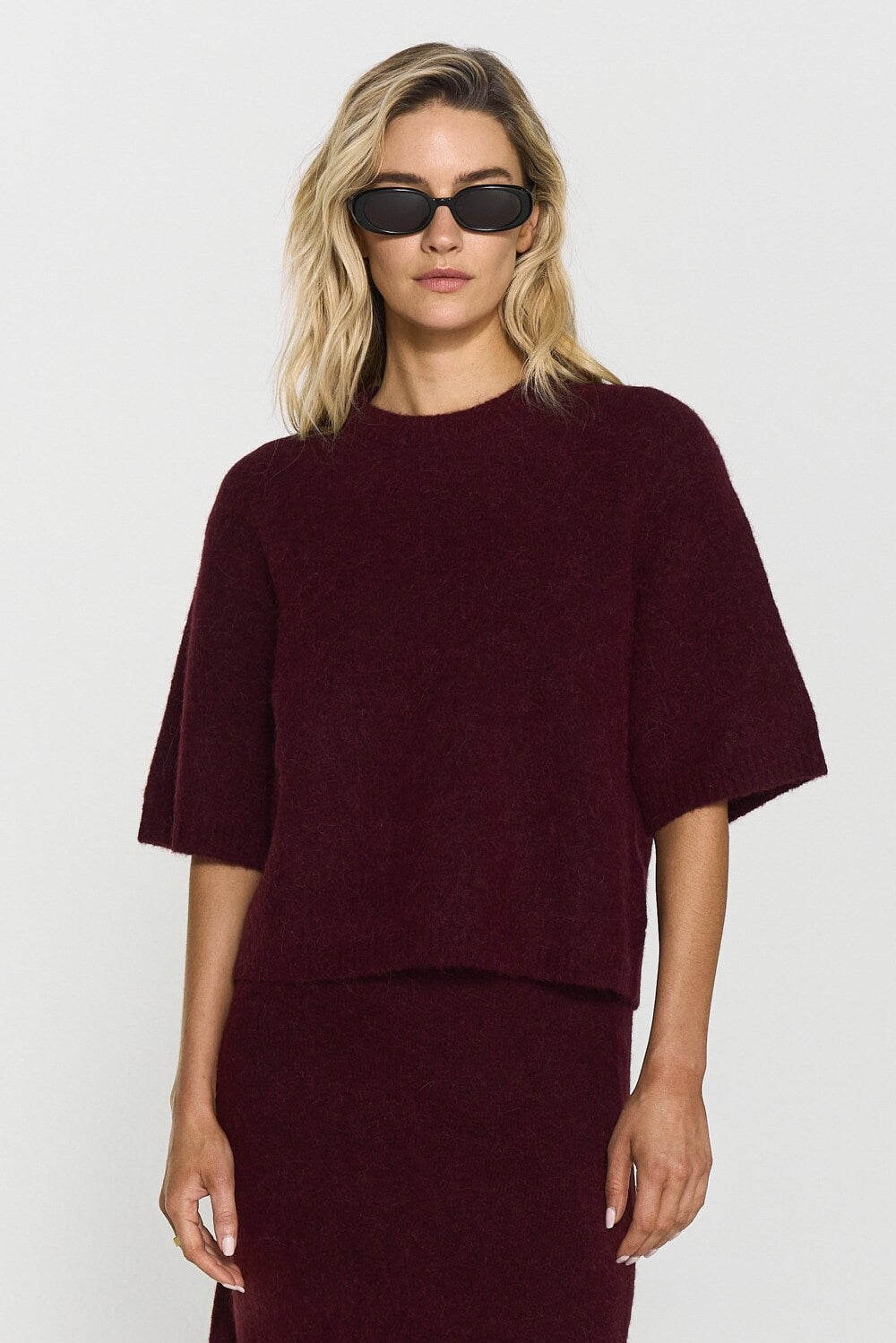 Madina Short Sleeve Knit  Burgundy