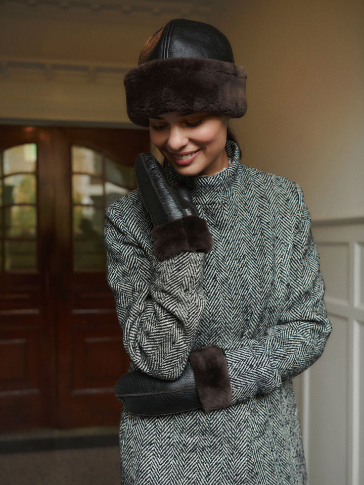 RHJuno Sheepskin Mittens  Coffee Brown
