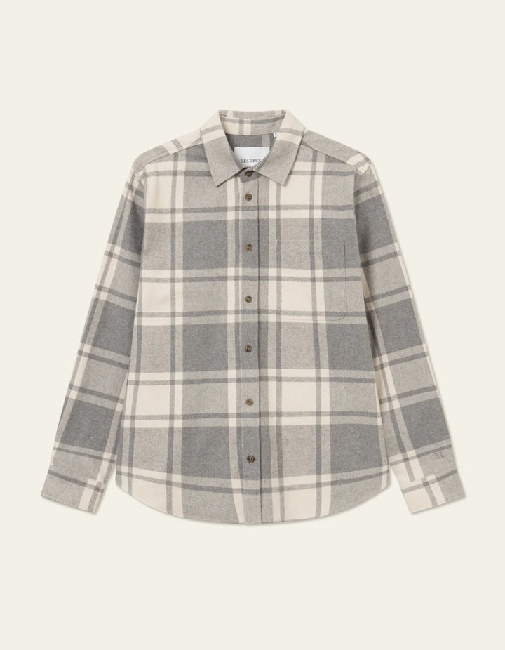 Jeremy Flannel Shirt  Grey Melange/Snow Melange