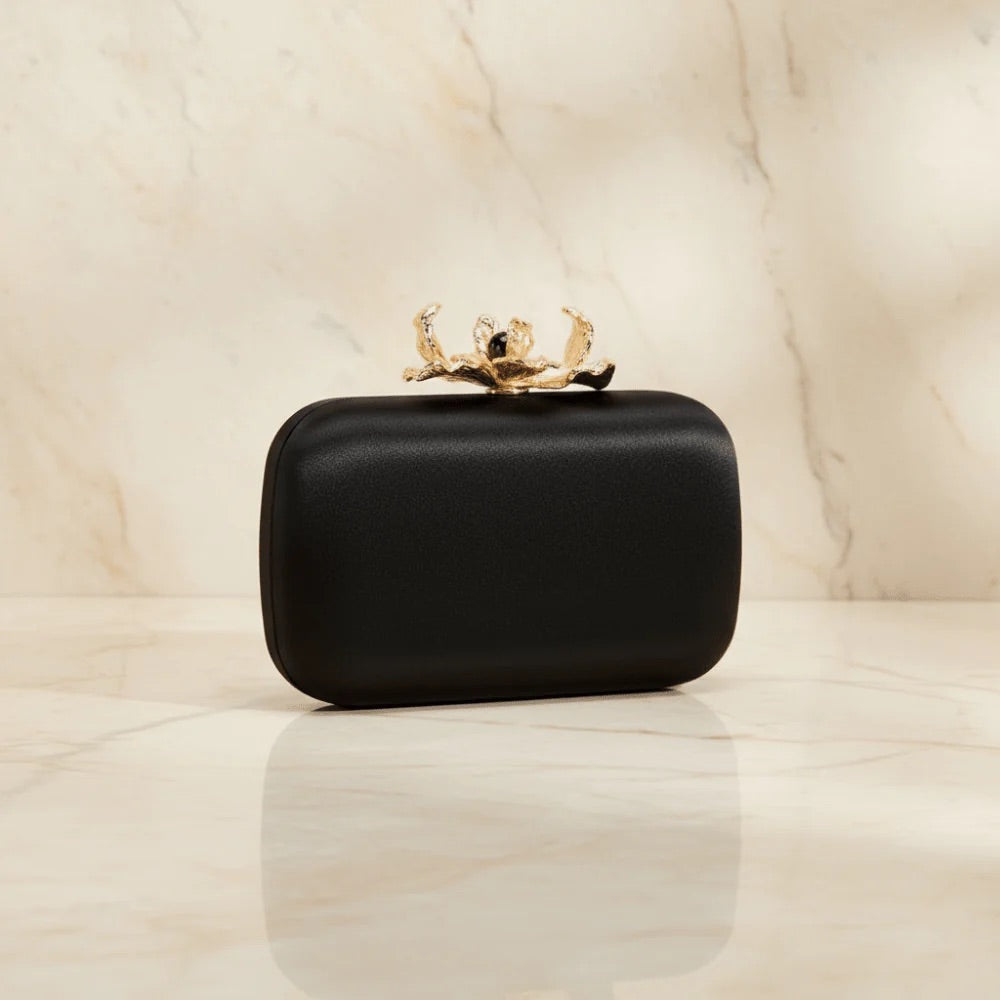 ADELE Orchid Lock Clutch Black