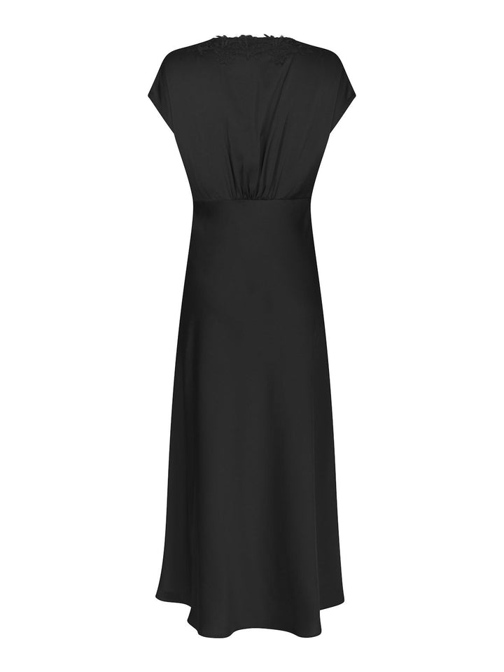 Clarita Drapy Sateen Dress Black
