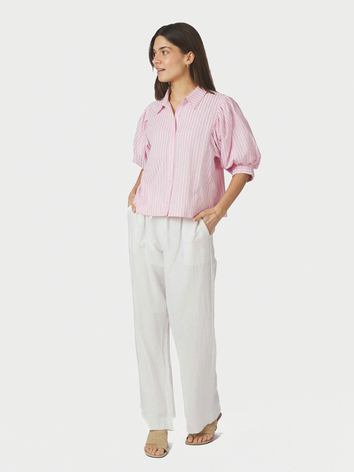 Etta Soft Stripe Stone Shirt  Light Pink