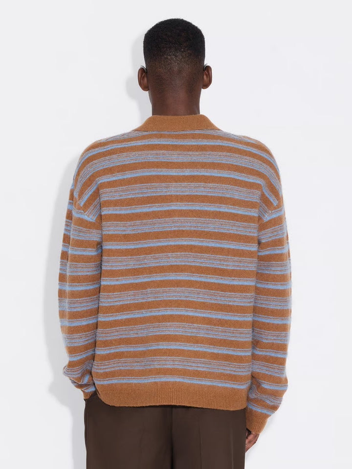 Ollie Wool Polo 26-01  Brown Stripe