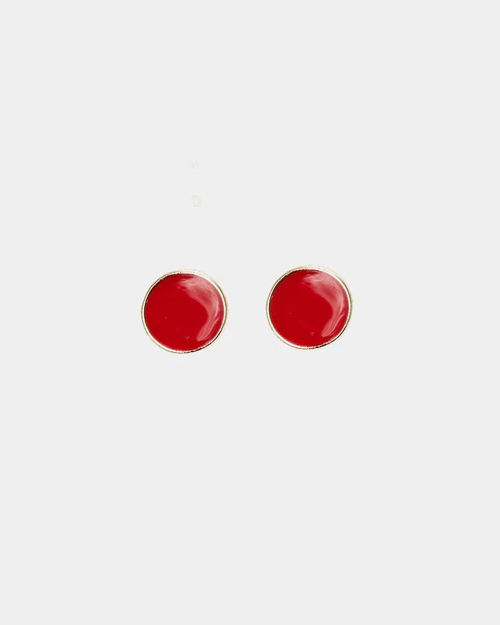 Ava Petite Studs Gold W Red
