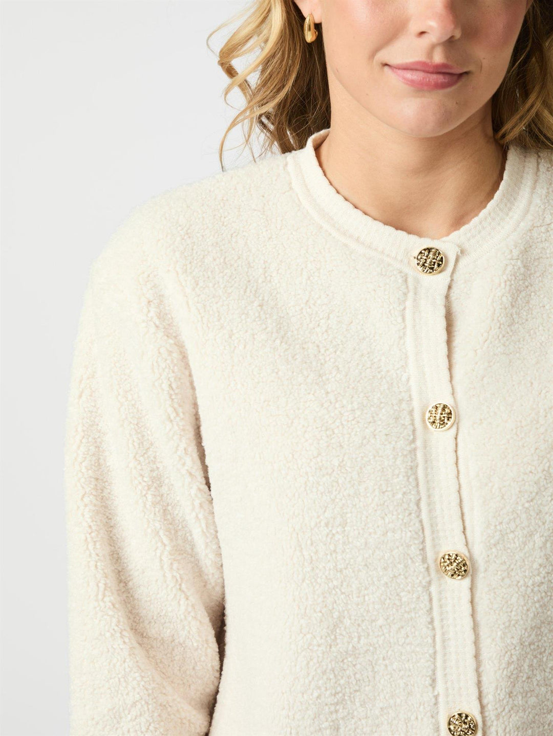 Limo Fluffy Knit Cardigan  Creme