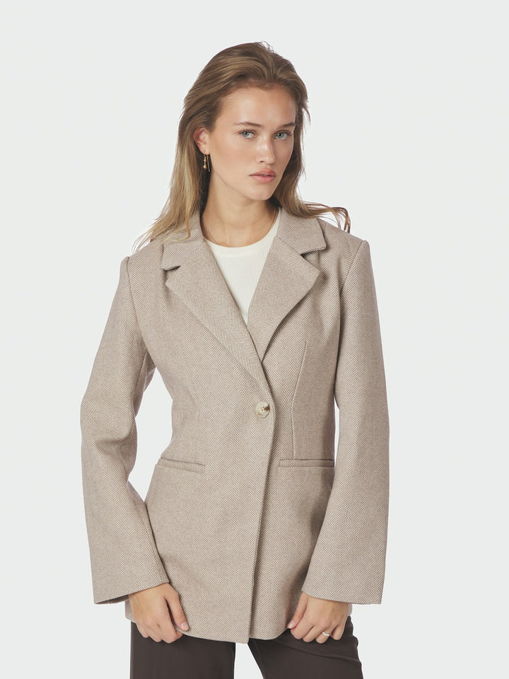 Bowie Herringbone S Blazer  Sand