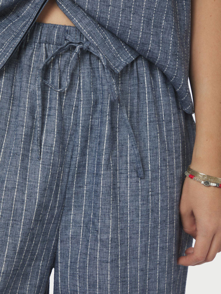 Heifa Emb Stripe Pants  Blue