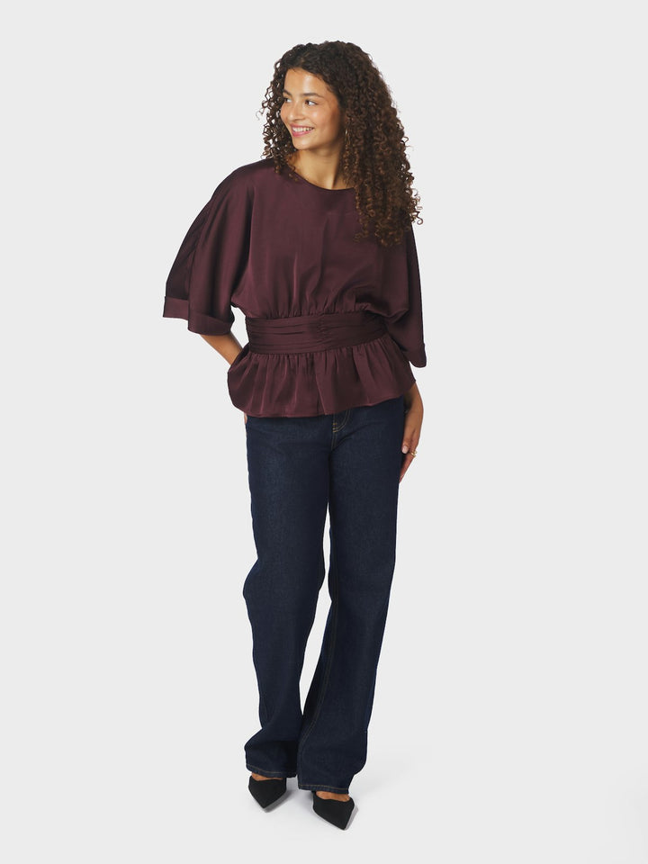 Annegret Heavy Sateen Blouse  Burgundy
