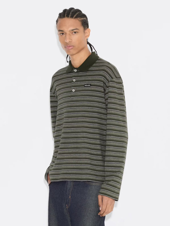 Sonny Long-Sleeve Polo  Green Stripe