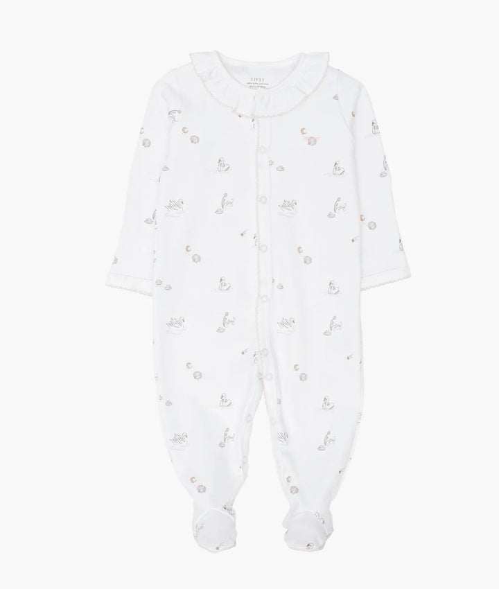 Swans Ruffled Footie  White