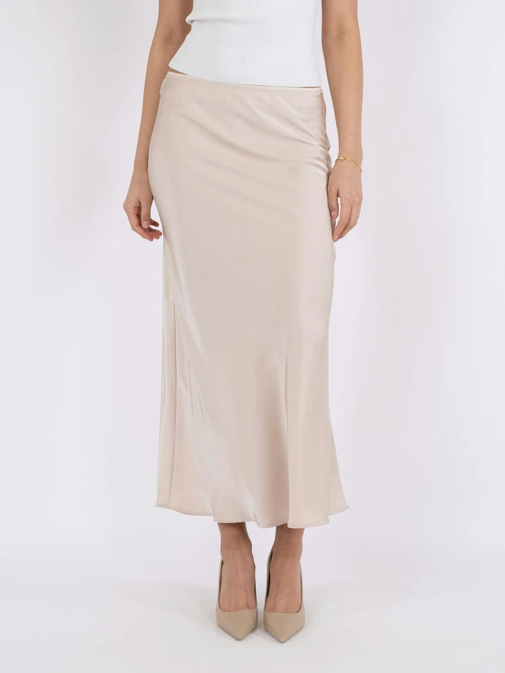 Vicky Heavy Sateen Skirt  Champagne