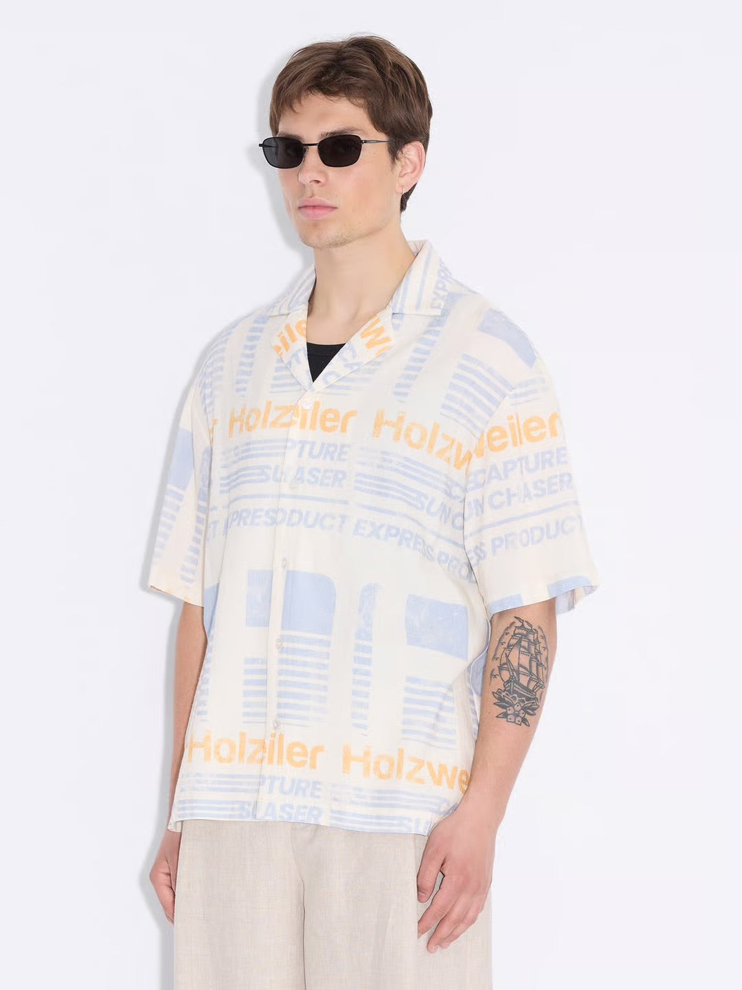 Pier Print Shirt  Ecru Mix