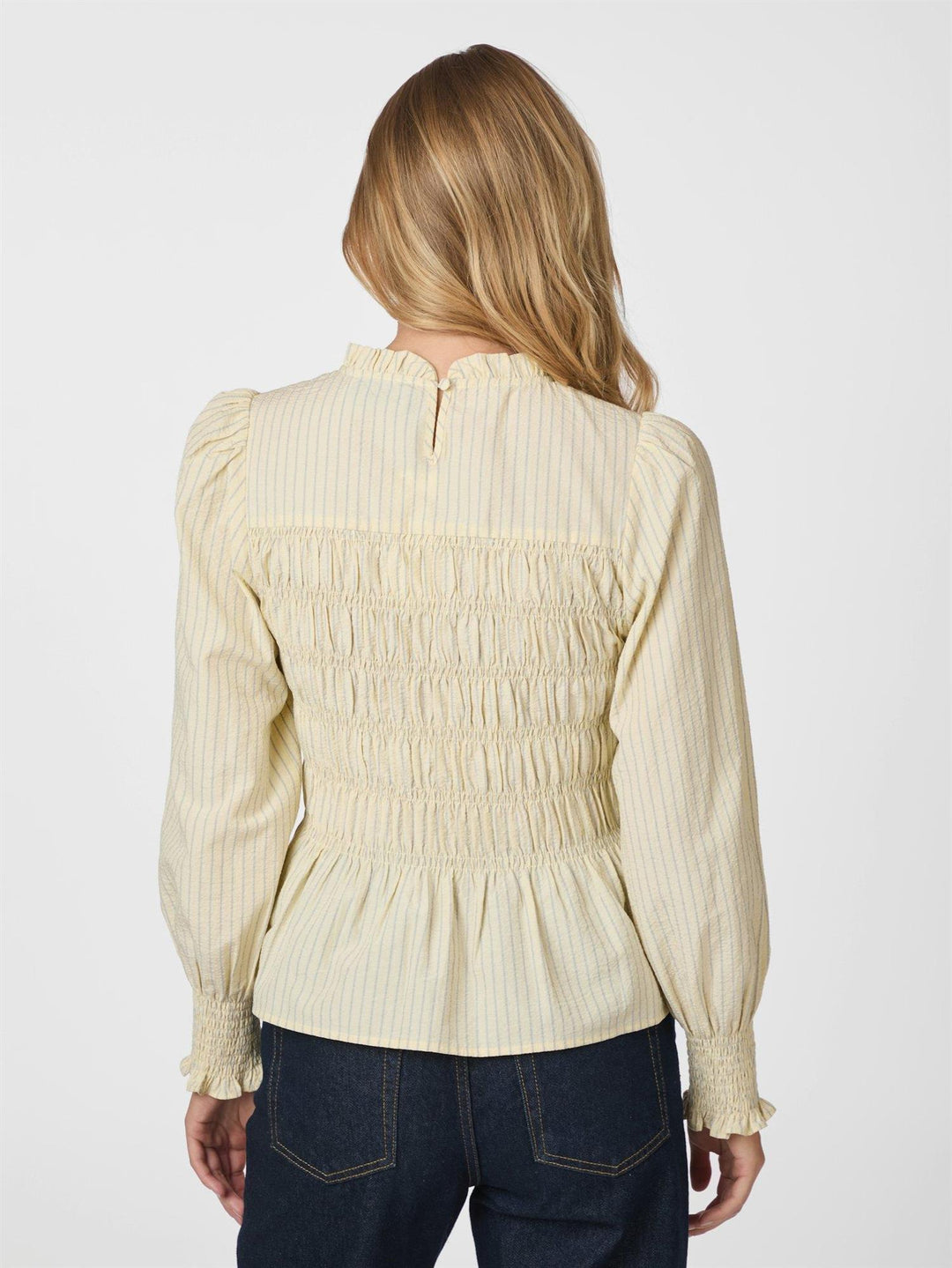 Possa Crepe Stripe Blouse  Light Yellow