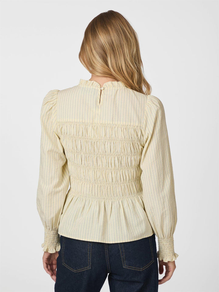 Possa Crepe Stripe Blouse  Light Yellow
