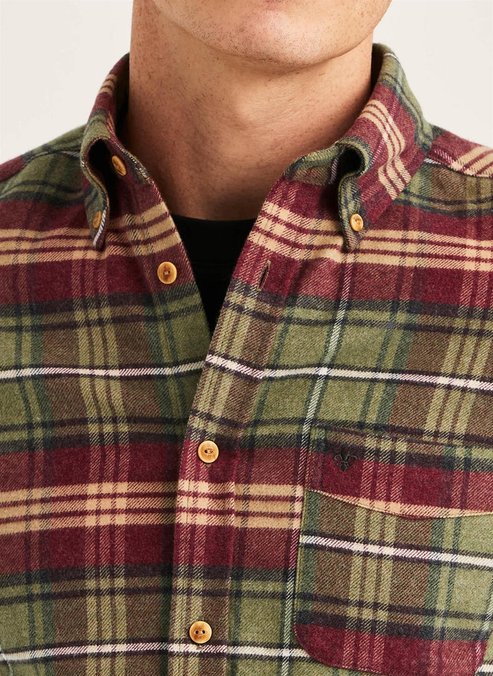 Flannel Big Check Shirt-Slim Fit Olive