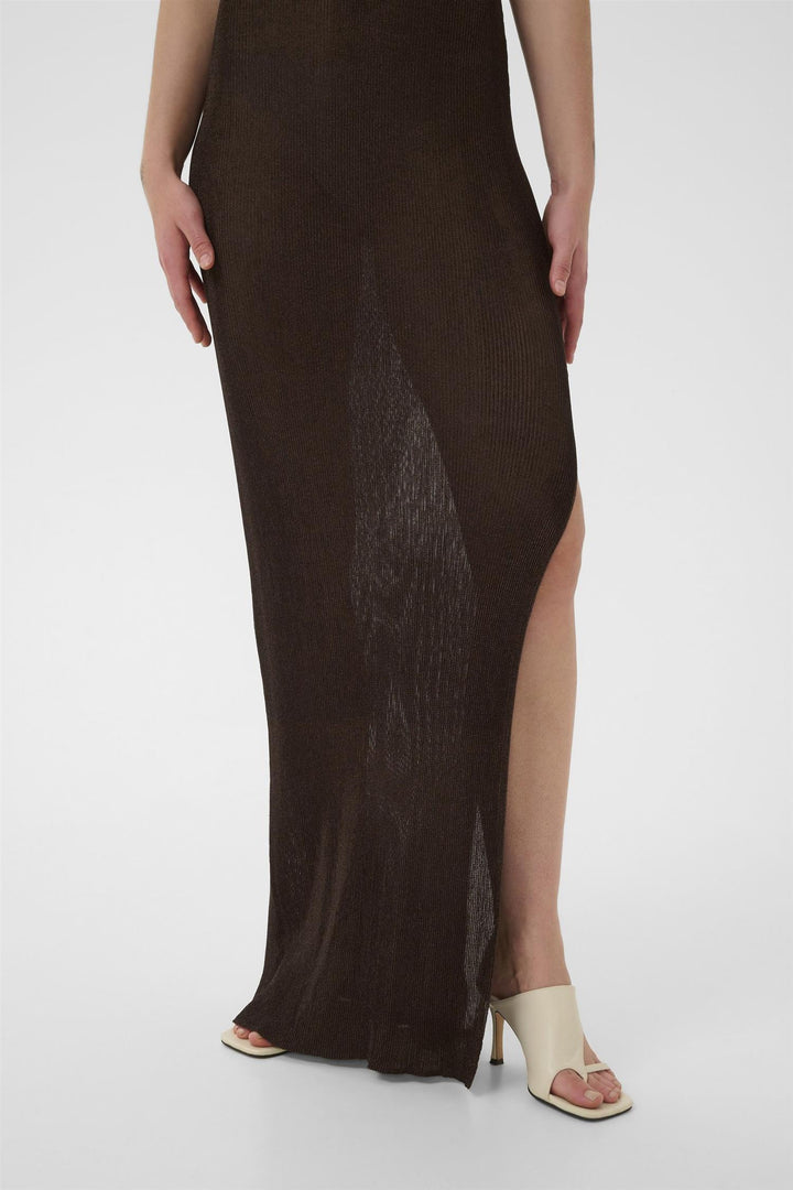 Silvi Singlet Dress  Deep Brown Metallic