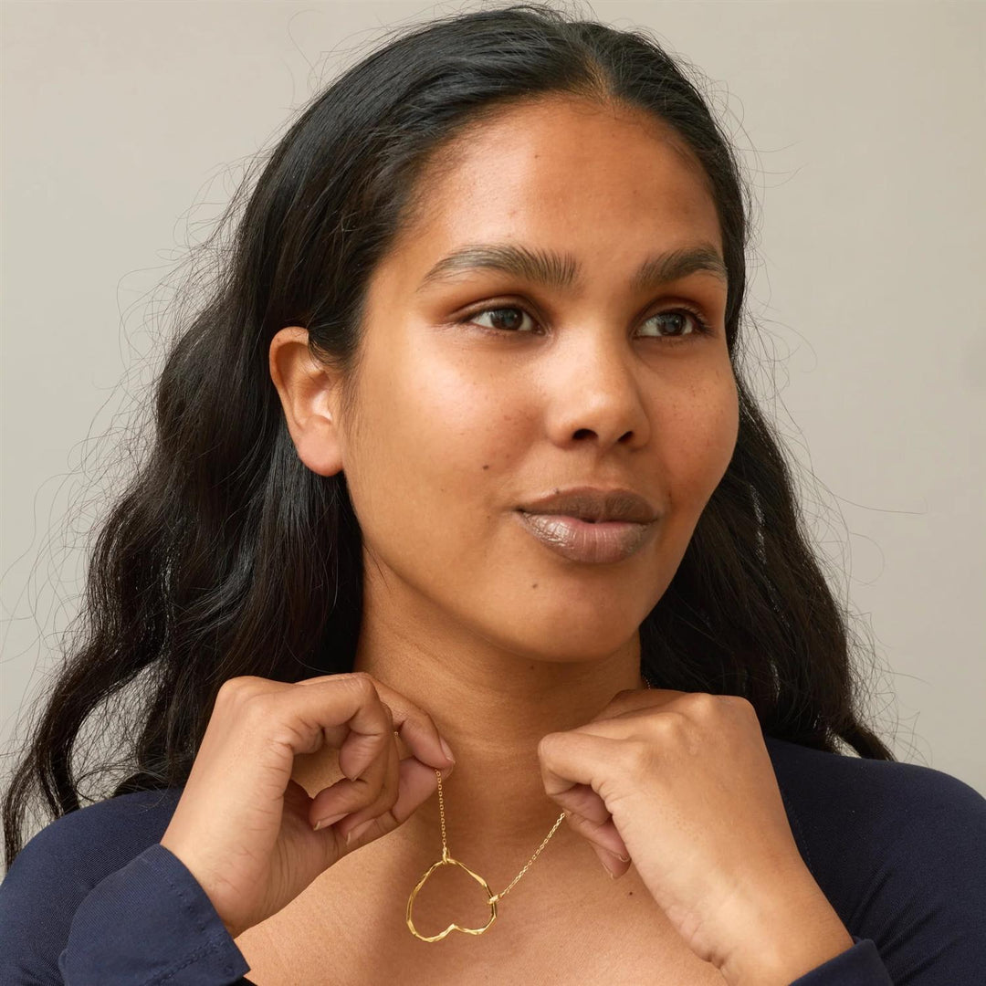 Necklace, Organic Heart Chunky  Gold Plated