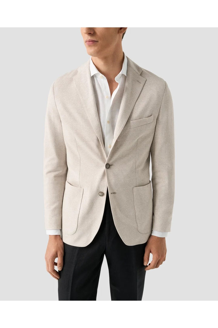 Herringbone Linen Jersey Soft Jacket  Beige