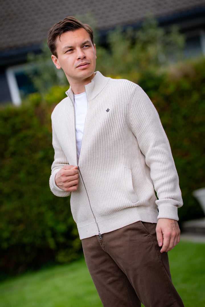 Duncan Zip Cardigan  Khaki