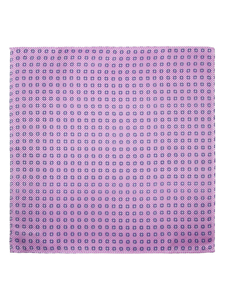 Santi silkeslips+lommetørkle mønstret sett navy  Rosa
