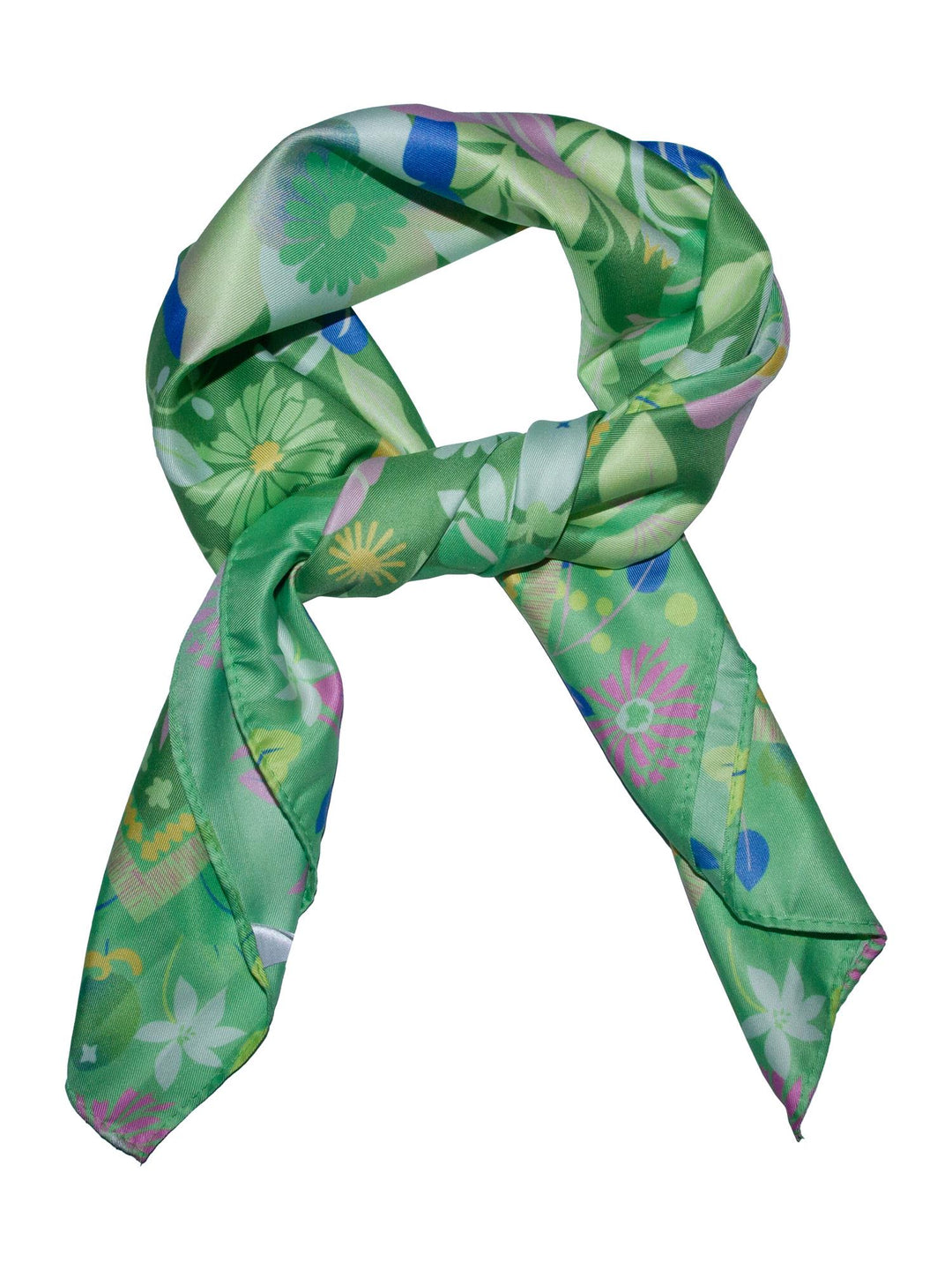 Skjerf glatt "hawaii"70x70  Grønn