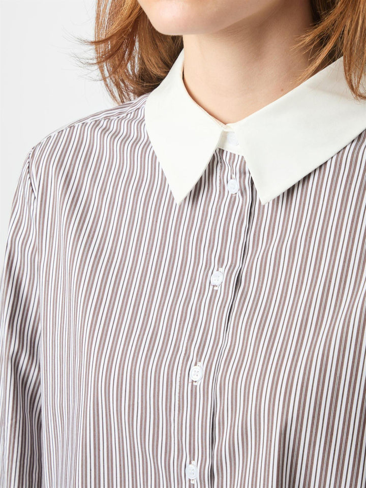 DRANILA STRIPE SHIRT  Brown