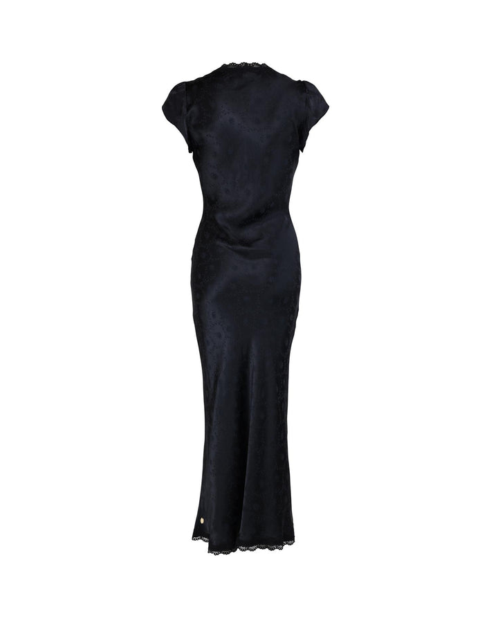 Jaquard V-neck dress Black