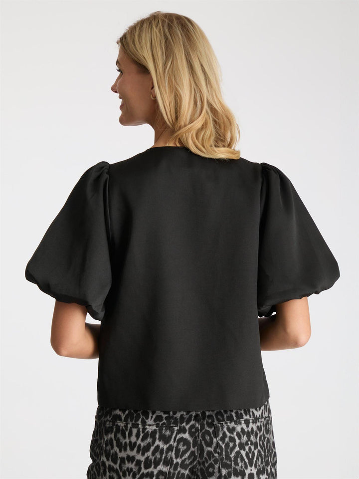 Aska Dull Satin Blouse  Black