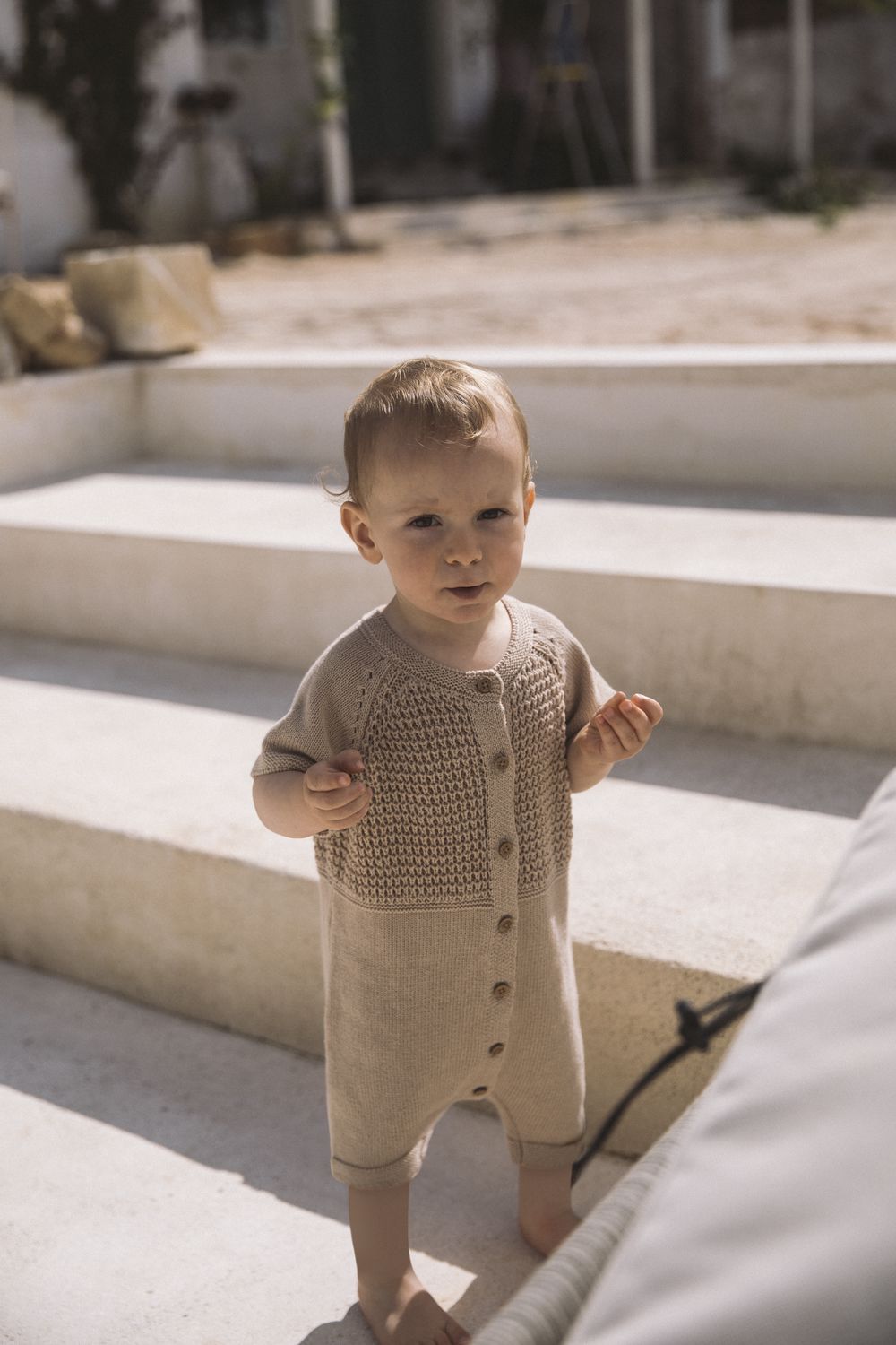 Fifer Ss Loose Knit Suit  Lysegrå