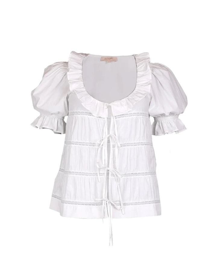 Poplin bow blouse  White