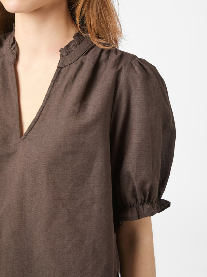 Odesa Linen Blouse  Dark Brown