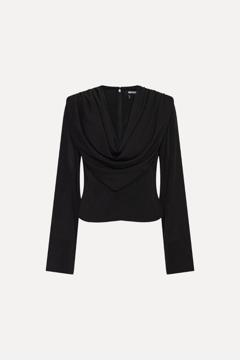 DRAPED BLOUSE  Black