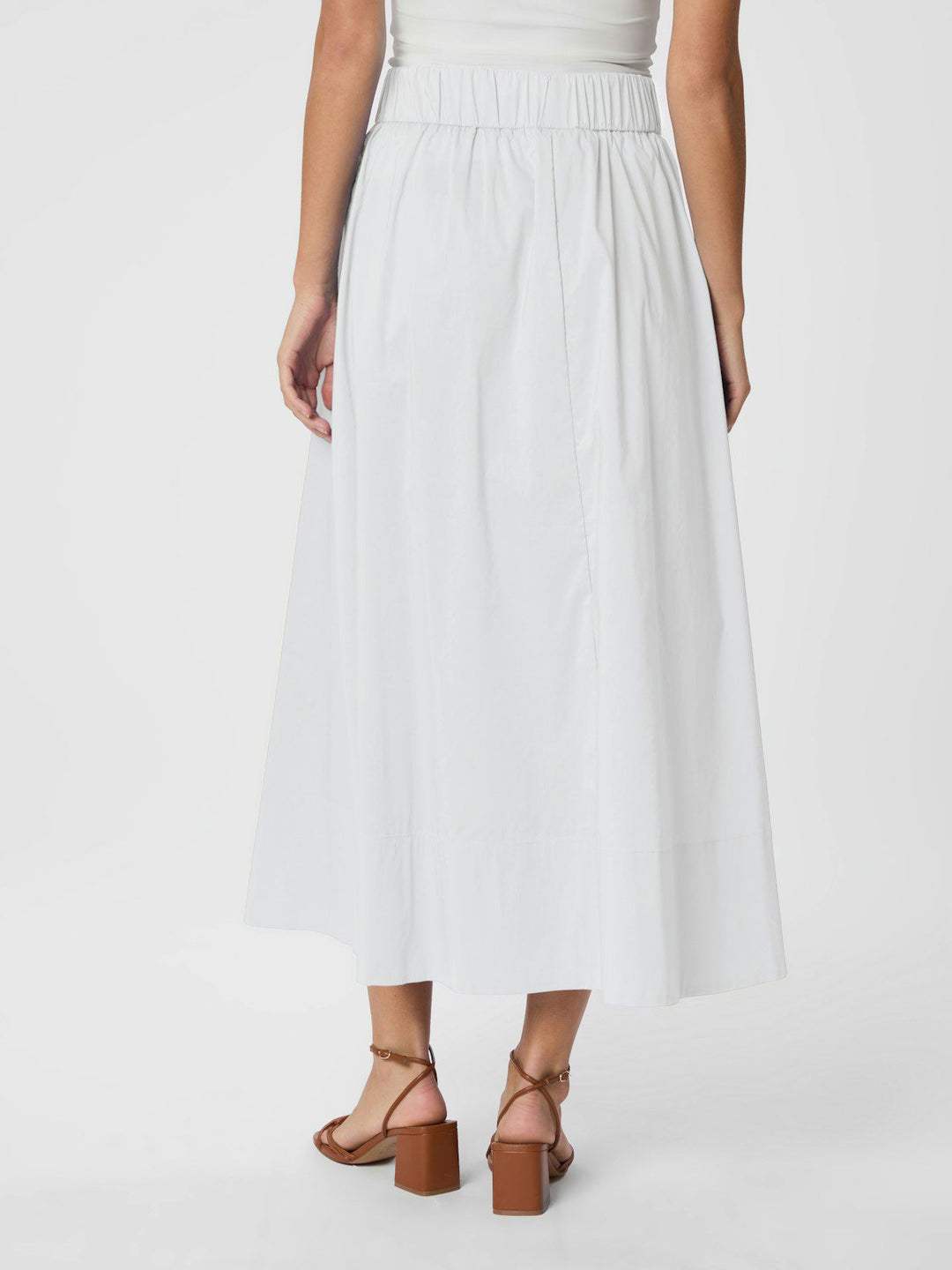 Yara Long Poplin Skirt  White