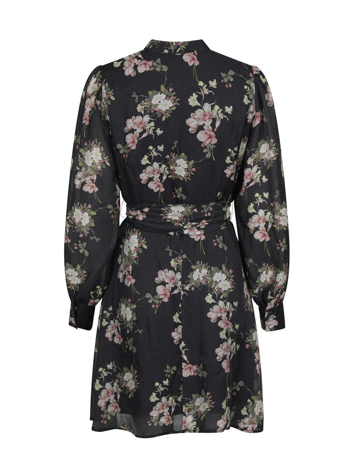 Heidi Print Flower Dress  Black