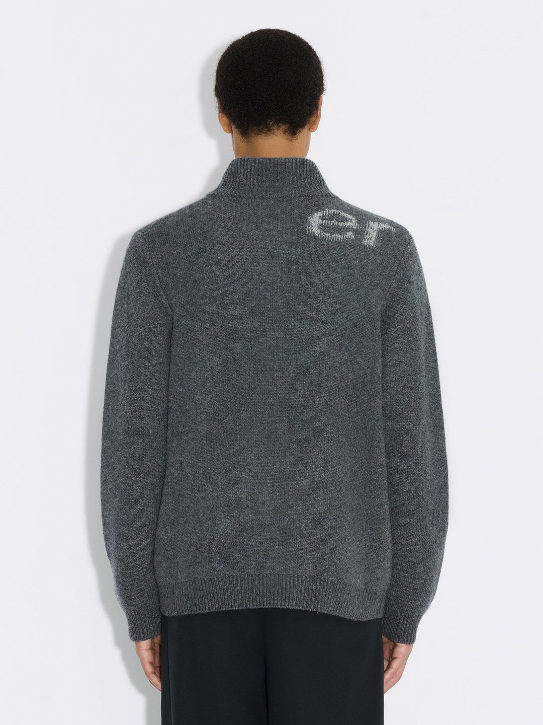 Haza Logo Zip Cardigan  Dk. Grey Mix