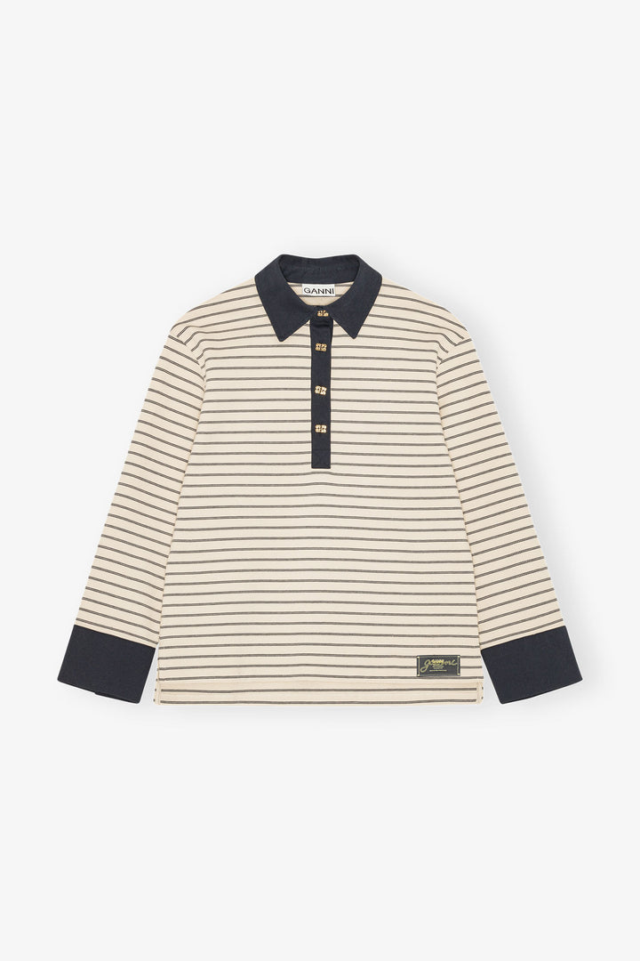 Single Piquet Jersey Polo  Egret