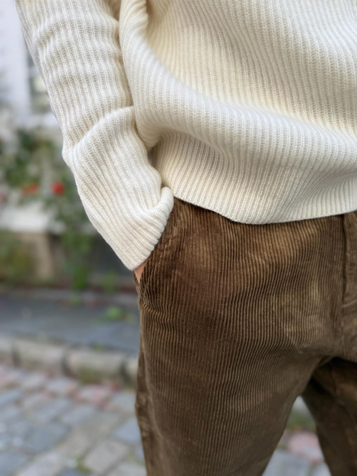 Eddie Wool Rib Rollneck Knit  Ivory