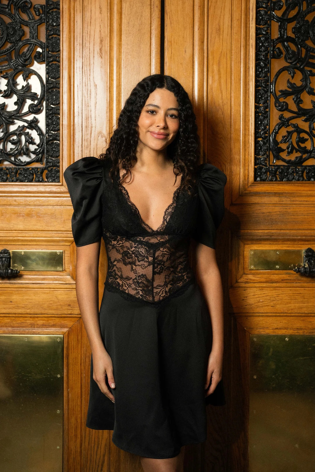 francis lace mini dress  Svart
