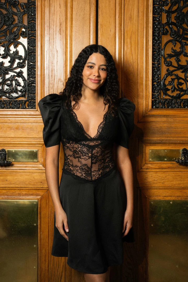 francis lace mini dress  Svart