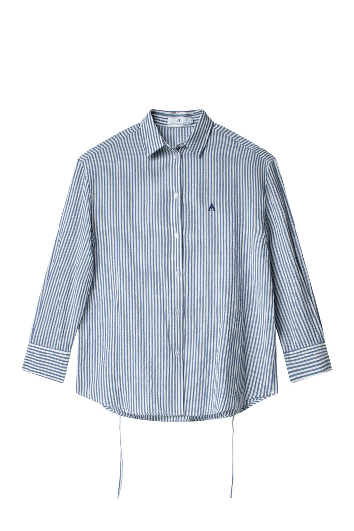 Palermo Seersucker Stripe  Navy/White